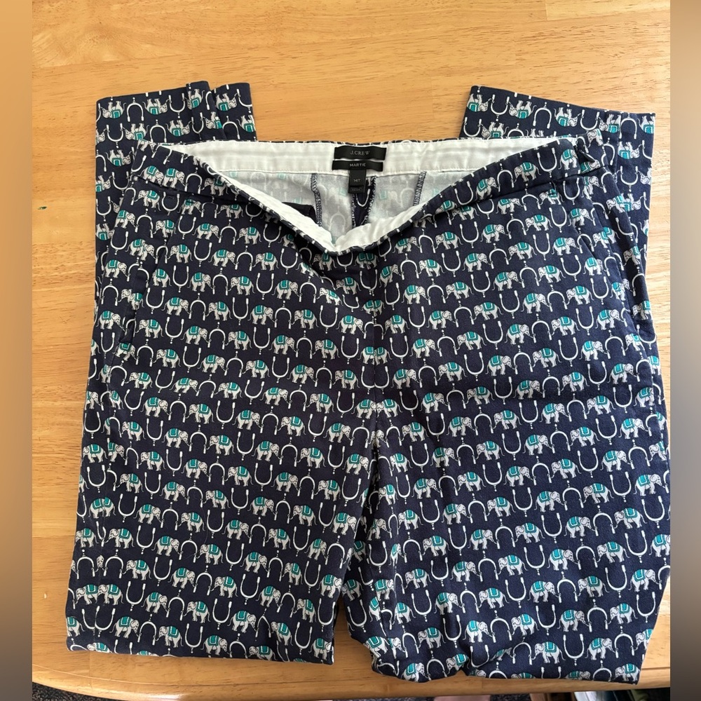 J Crew Martie Pant Elephant Print TALL size